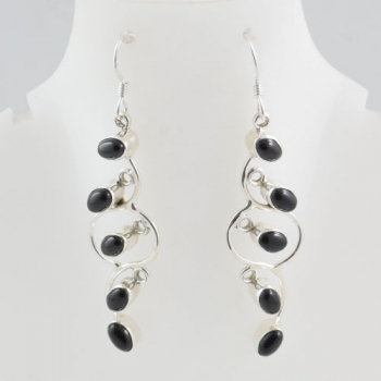 Authentic silver black onyx gemstone earrings